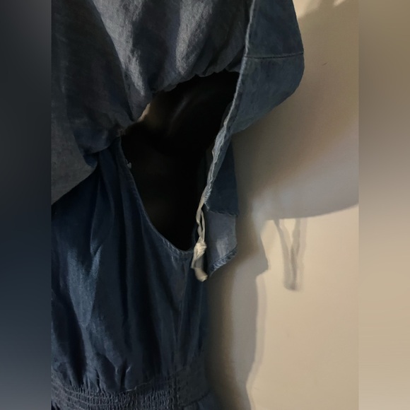 Rosie Harlow Junior Smocked Off-The-Shoulder Fit & Flare Dress Denim Day Blue L - Picture 5 of 8